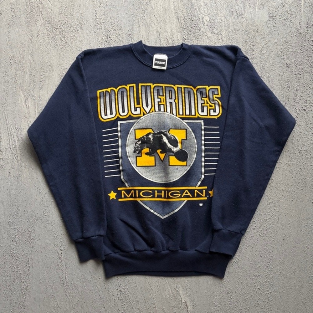 Vintage Michigan Wolverines Sweatshirt Large Blue 1990s NCAA